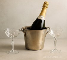 Lehman Bros Vintage Ice Bucket/Coupe Set 1930s–40s Art Deco, silver plate