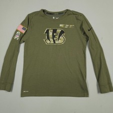 Nike Cincinnati Bengals Shirt Boy Large 12-13 Green Camo Salute to Service