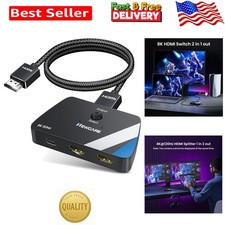 Bi-Directional HDMI 2.1 Switcher 2x1 for 8K 4K Enhanced Streaming Experience