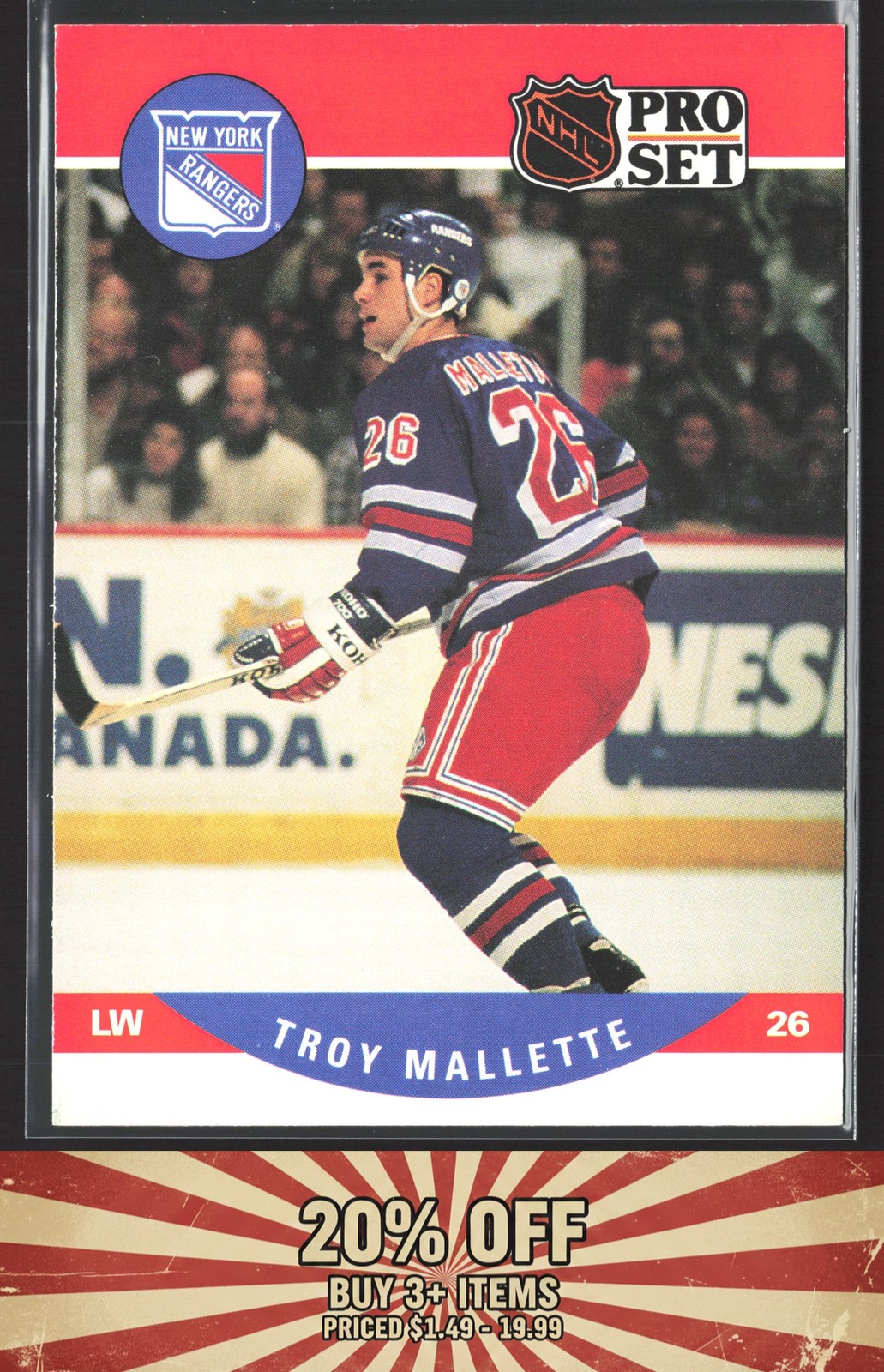 1990-91 Pro Set #492 RC Troy Mallette New York Rangers