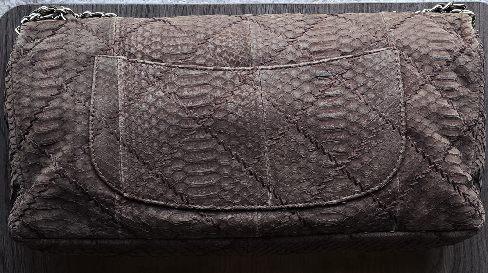 Chanel Python Brown Handbag Single Flap - image 2