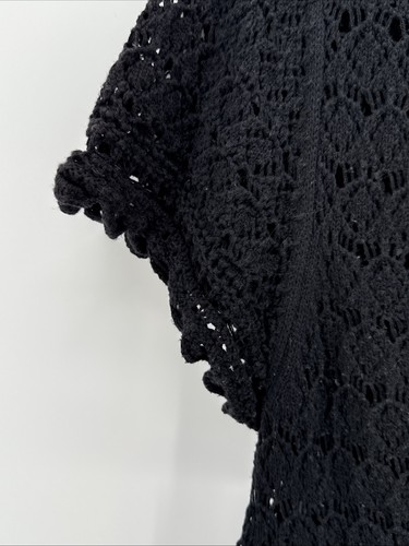 Spring & Mercer Black Crochet Top Women’s Size Large V Neck - Picture 3 of 9