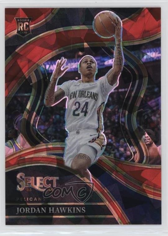 2023 Panini Select Courtside Red Cracked Ice Prizm Jordan Hawkins #280 Rookie RC