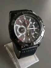 Herrenuhr Guess Chronograph bis 12-Stunden.  Lederarmband Uhren. 