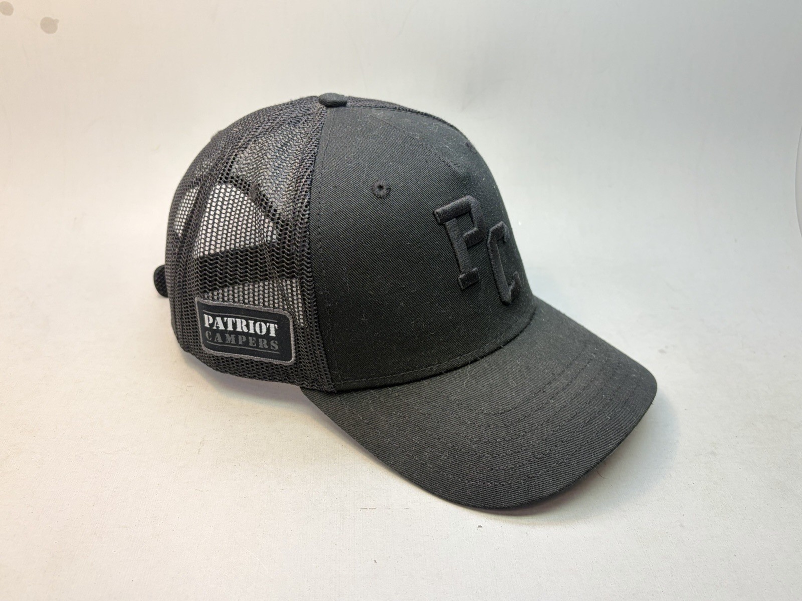 Rare PATRIOT CAMPERS Overlanding Pure Black Adult One-Size Trucker Cap Hat EUC