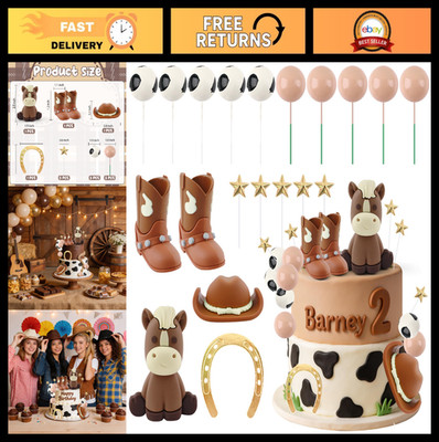 Western Cowboy Rodeo Cake Topper - Horse, Hat & Boots Decorations for Party