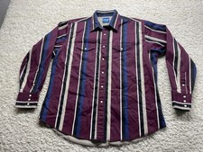 Wrangler Men s XL VTG 90s Brushpopper Pearlsnap L/S Western Striped M EUC