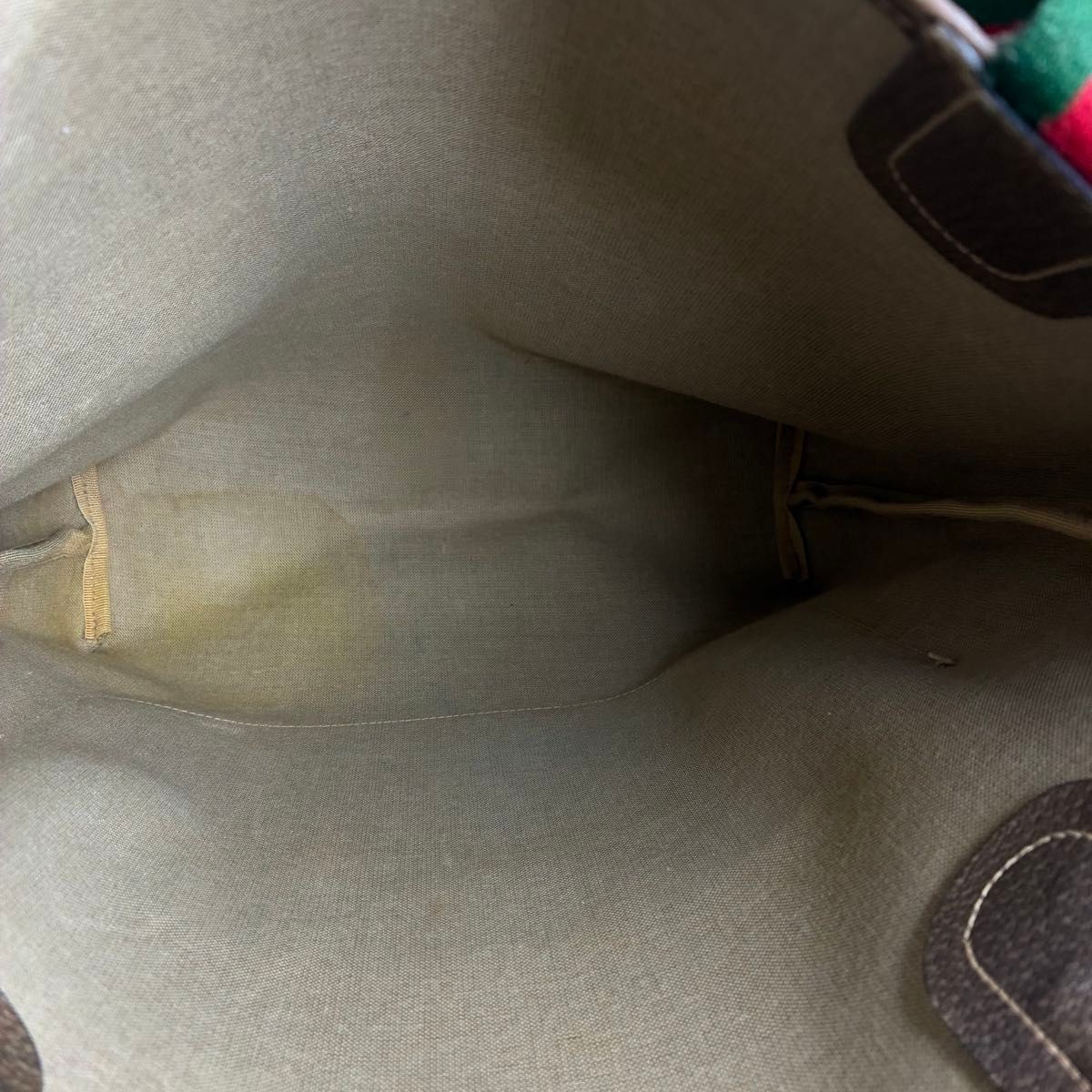 GUCCI GG Tote Bag Beige PVC Green Red Web Vintage Style Japan F/S USED thumbnail 7