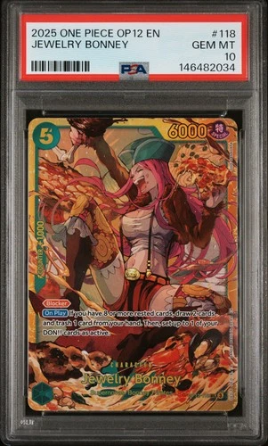 2025 ONE PIECE OP12-LEGACY OF THE MASTER #118 JEWELRY BONNEY PSA 10