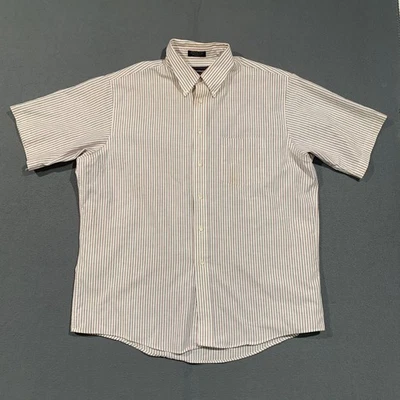 Barrington Striped Oxford Shirt Mens 17.5 Short Sleeve Wrinkle Free Button Down - Image 1 of 4