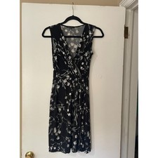 Hailey 23 Women Black White Floral Sleeveless Wrap Midi Dress Size M