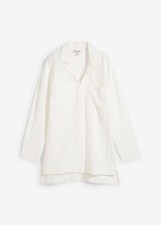 Hemdbluse aus fließendem Viskose-Mix Gr. 50 Wollweiß Damen Bluse Tunika Neu