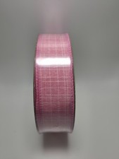 Members Mark Premium Wired Edge Ribbon Pink and White Plaid 1.5 Inches