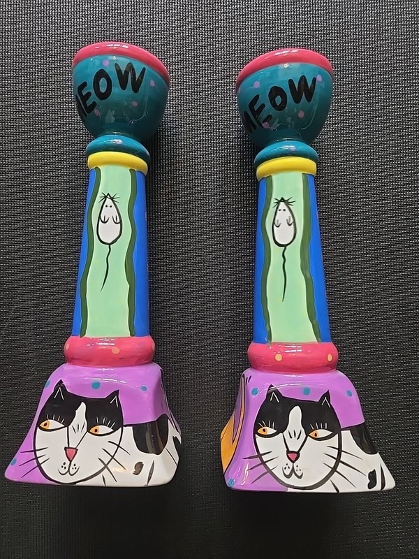 Karen Gelff Happy Dog & Cat for Chaleur Candle Sticks, Super Cute Set!