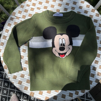 Baby Gap x Disney Mickey Mouse Green Knit Pullover Striped Sweater 4 Years (4T)