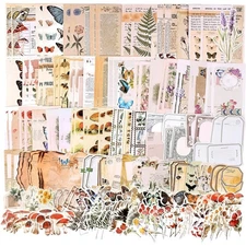 200pcs Vintage Junk Journal Supplies,Scrapbook Supplies Scrapbooking Paper an...