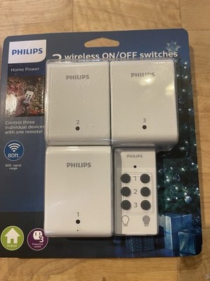 NIP**Philips 3 Device Wireless On/Off (indoor) Switches w/ Remote 80 ft Range