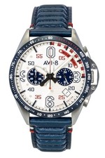 Orologio Uomo AVI-8 P-51 Mustang Cronografo Quadrante Argento Quarzo AV-4143-01