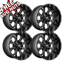 Set-4 Hardrock Devastator 20x10 6x1356x139.7 -19mm Black Milled Wheels Rims