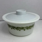 VTG PYREX Crazy Daisy Spring Blossom Green-Butter Tub/Bowl with Plastic Lid Set