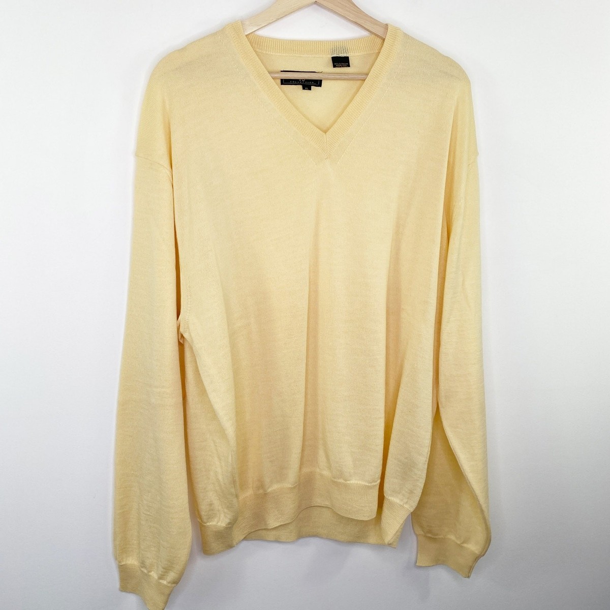 Bobby Jones Mens Yellow Extra Fine Merino Wool Sweater Size XL V