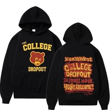 Kanye West College Dropout Hoodie Music Album Double Sided Graphic Sweatshirt