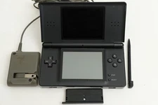 Nintendo DS Lite Onyx Black USG-001 stylus gba cover charger ALL OEM NICE