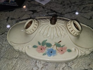 VTG Porcelier Ceiling Light 2 Bulb Flush Mount Porcelain Floral Art Deco 11"