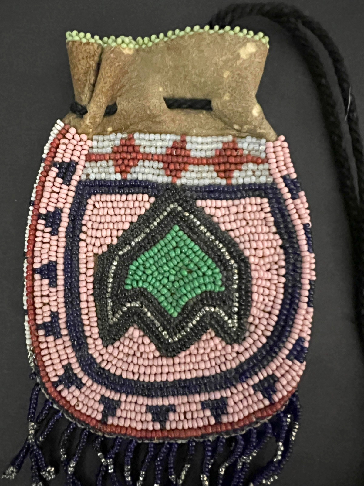 NEZ PERCE SMALL BEADED BUCKSKIN LEATHER POUCH-BAG Vintage Native American Art