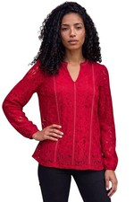 Roman Originals Studded Lace Notch Neck Top For Women UK - Ladies Autumn Winter