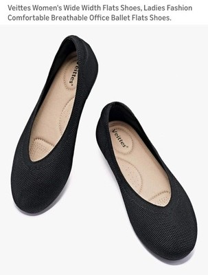 Veittes Women's Knit Ballet Flats-Black-Size 7-NEW W/ORIGINAL PACKING-NO BOX