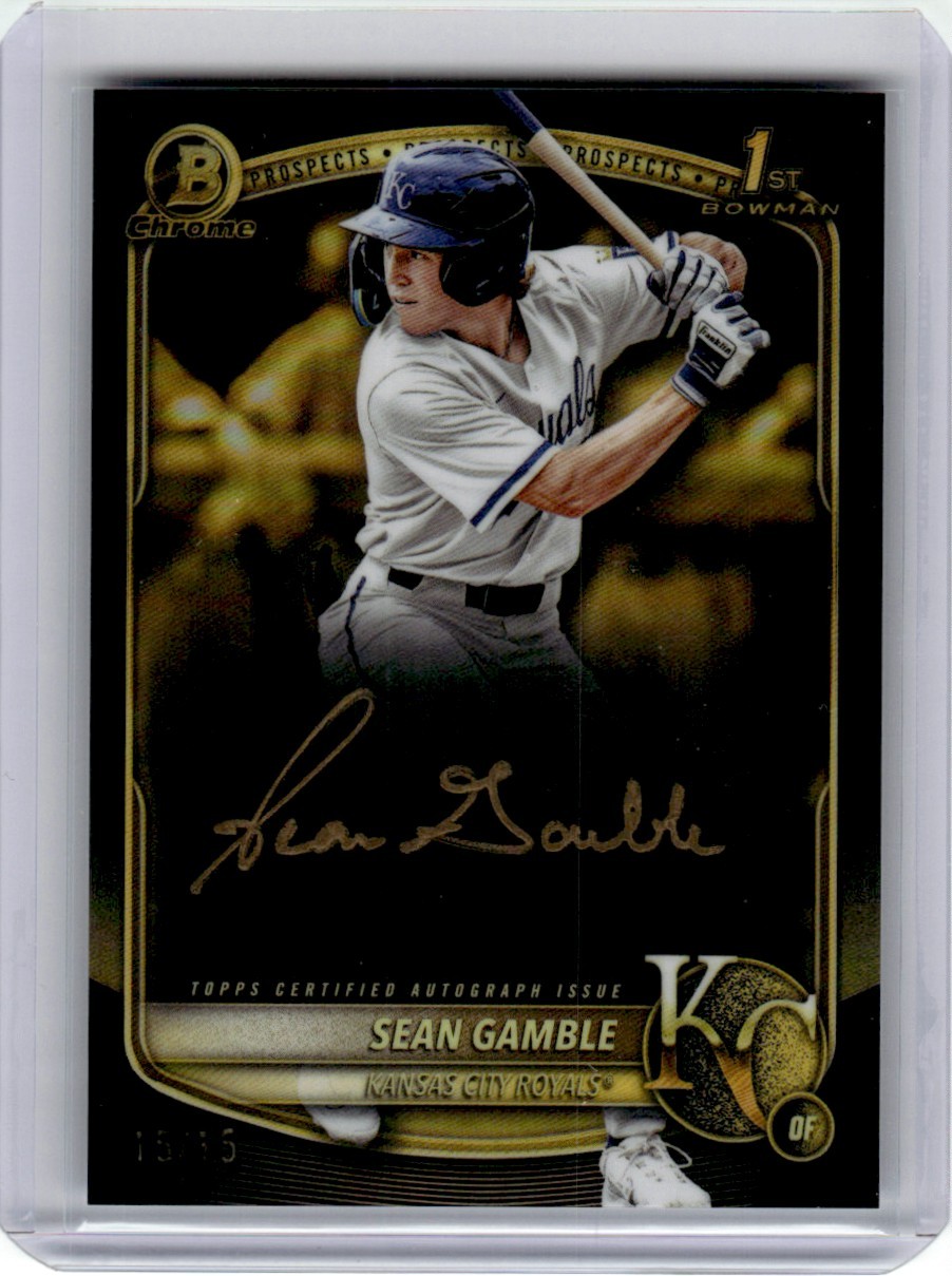 SEAN GAMBLE 2025 BOWMAN DRAFT CHROME BLACK GOLD INK AUTO 15/15
