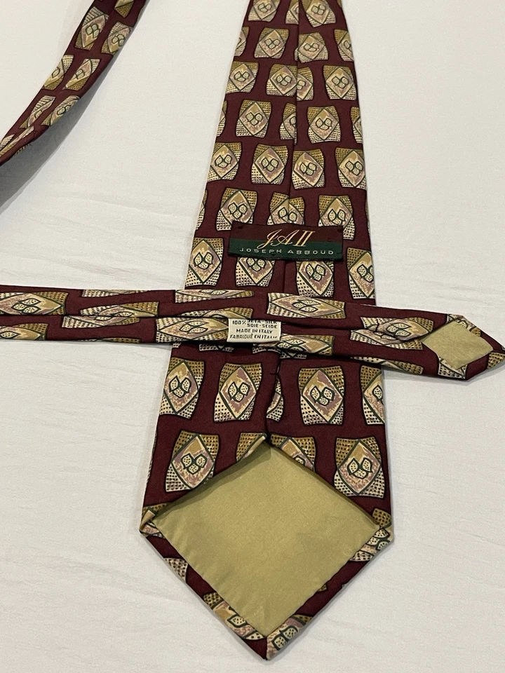 Corbata para hombre JOSEPH ABBOUD 100 % seda, diseñador ITALIA borgoña y dorado Foto 4 de 4
