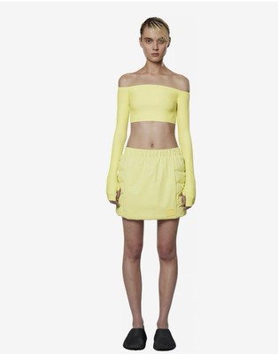 RAINS Skirt Mini Loop Puffer Skirt Straw Yellow Trendy Sabrina Carpenter L
