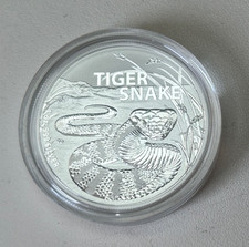 AUSTRALIAN: 2024 $1 TIGER SNAKE 1oz 0.999 SILVER COIN IN CAPSULE #PL2114
