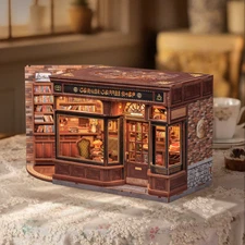 Book Nook Kit-DIY Miniature House Coffee Shop Dollhouse Kit for Adults and Teen