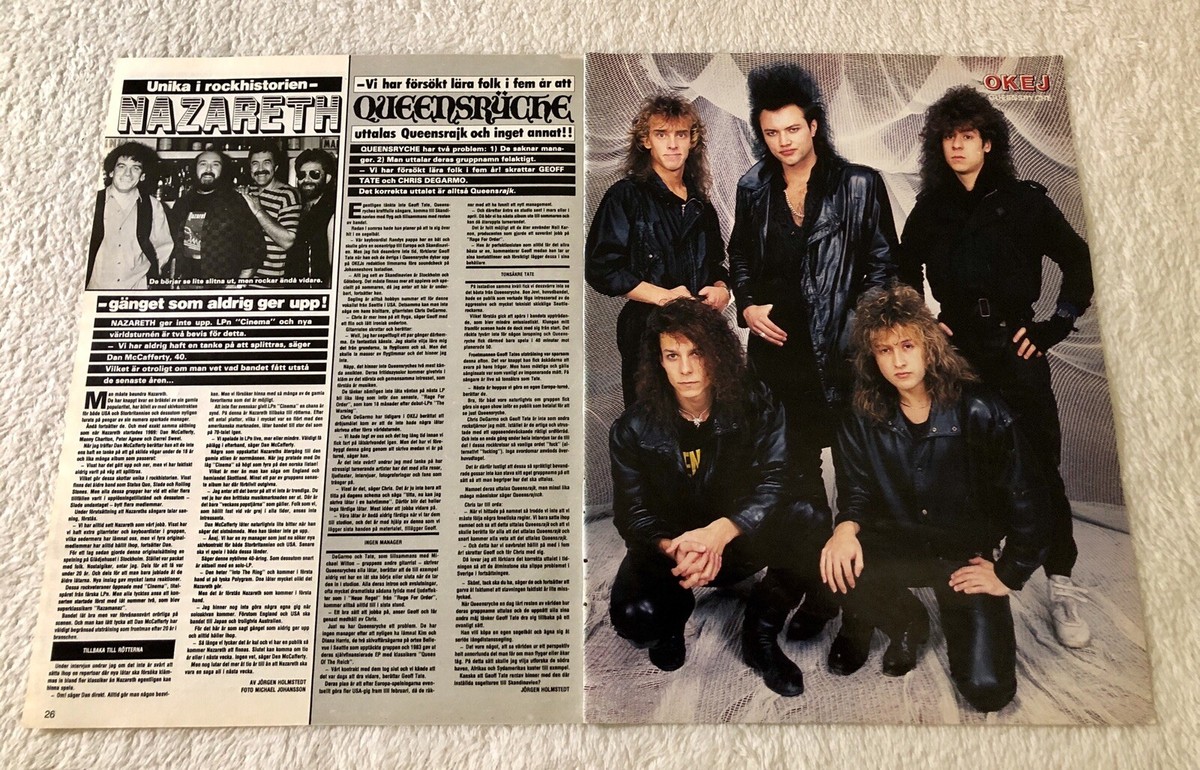 QUEENSRYCHE 1986 Clipping Poster 1980s Swedish Music magazine Okej