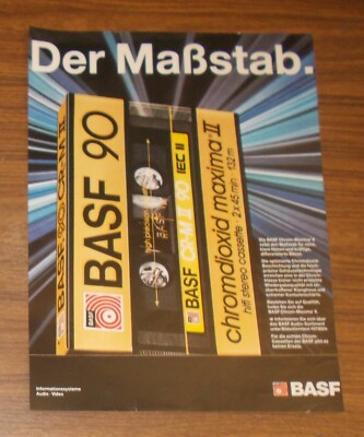 Seltene Werbung BASF CR-M II chromdioxid maxima II hifi stereo cassette 1986