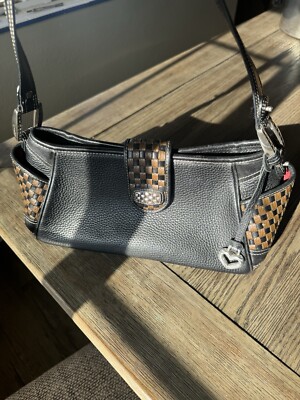 Adorable Brighton leather handbag vintage shoulder bag purse black brown 