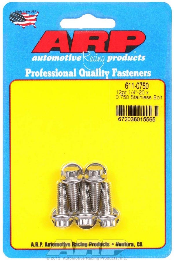 ARP Bolt Kit - 12pt (5) 1/4-20 x .750 ARP Bolt Kit - 12pt (5) 1/4-20 x .750