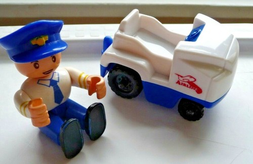 FLUGGESELLSCHAFT PILOT KLEINE PERSON MIT TRANSPORTFAHRZEUG PLASTIKSPIELZEUG - Bild 2 von 2