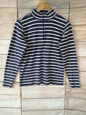 Vintage L.L Bean Damen Pullover Größe XS Blau Weiß Gestreift Langarm Hochgeschlossen