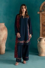 Designer Unique Blue Natural Crepe Silk Kurta Palazzo With Dupatta For Wedding