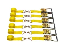 6 Pc 2" inch x 15' Ft Ratchet Tie Down Cargo Straps 5000 Lbs J Hooks 