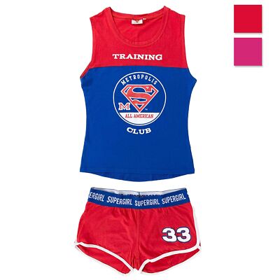 DC Comics Superman Damen Pyjama kurz Baumwolle Shorts und Tanktop 4058