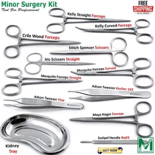 12Pcs Minor Surgery Kit Surgical Instruments Student Dissecting Suture Removal