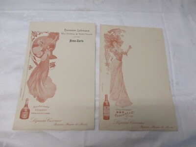 um 1899 G. Bataille 2 x Menu Karte MANDARINETTE CUSENIER - Champagne Cognac