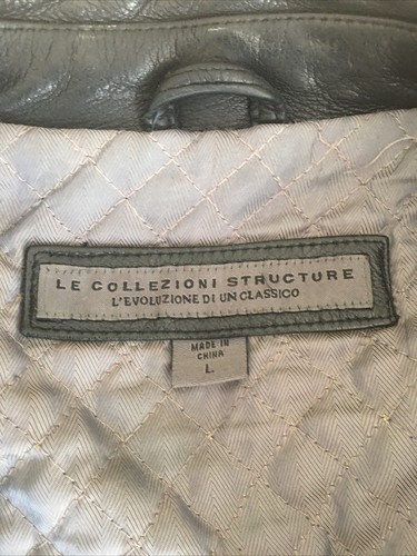 Men's Jacket. Leather Le Collezioni Structure, Size L, Black - Picture 4 of 10