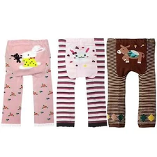 Wrapables Doodle Pant Leggings (Set of 3), 6 to 12 months, Pink and Brown