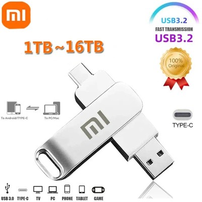 New 1TB to 16TB 3.2 USB Flash Drive Waterproof High Speed Transfer Type-c 2 in 1